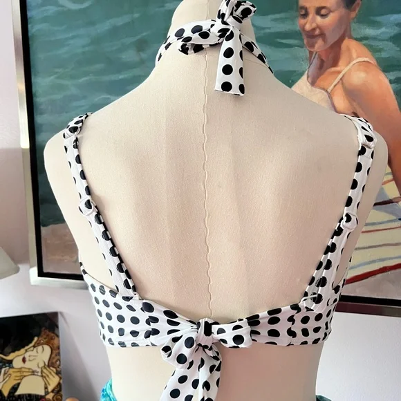 NWOT Coco Reef black and white polka dot 5-way convertible bikini top - Picture 6 of 10